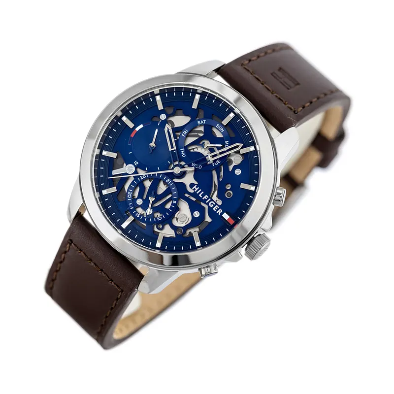 Tommy Hilfiger Henry Chronograph Blue Dial Leather Men's Watch- 1710476